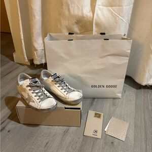 Golden Goose White and Gray Sneakers